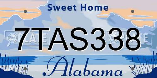 7TAS338 Alabama License Plate