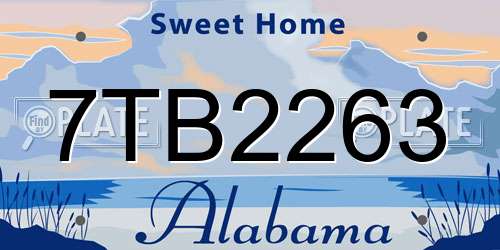 7TB2263 Alabama License Plate