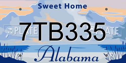 7TB335 Alabama License Plate