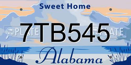 7TB545 Alabama License Plate