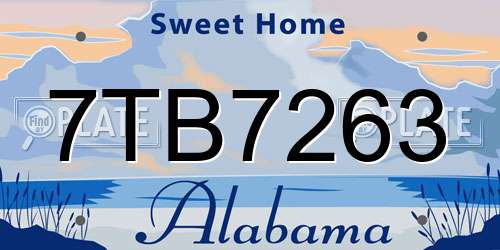 7TB7263 Alabama License Plate
