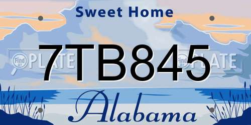 7TB845 Alabama License Plate