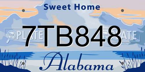 7TB848 Alabama License Plate