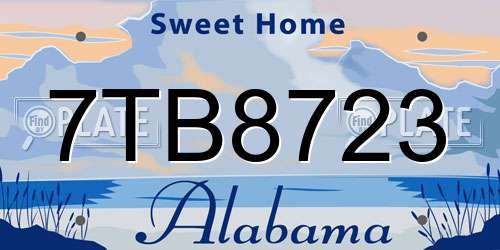 7TB8723 Alabama License Plate