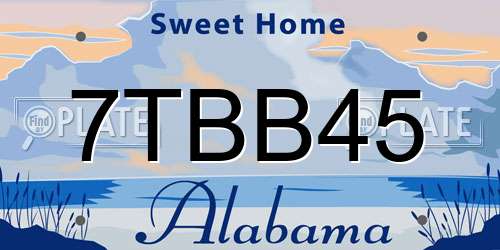 7TBB45 Alabama License Plate