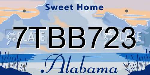 7TBB723 Alabama License Plate