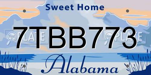 7TBB773 Alabama License Plate