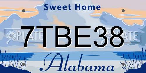 7TBE38 Alabama License Plate
