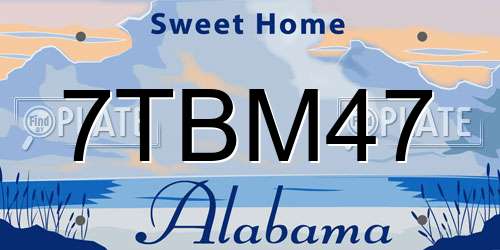 7TBM47 Alabama License Plate