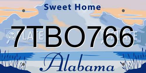 7TBO766 Alabama License Plate