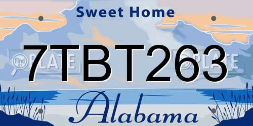 7TBT263 Alabama License Plate