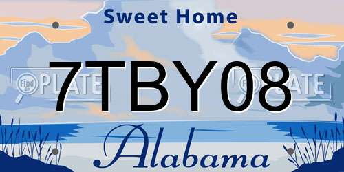 7TBY08 Alabama License Plate