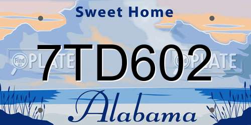 7TD602 Alabama License Plate
