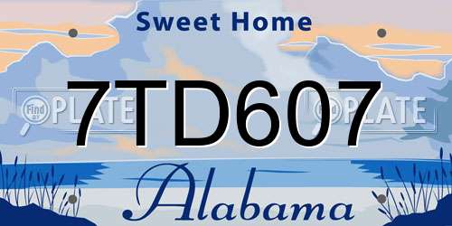 7TD607 Alabama License Plate