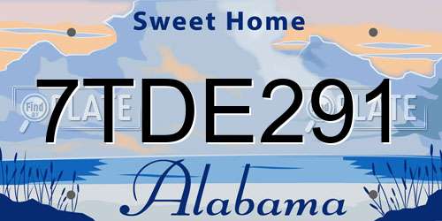 7TDE291 Alabama License Plate