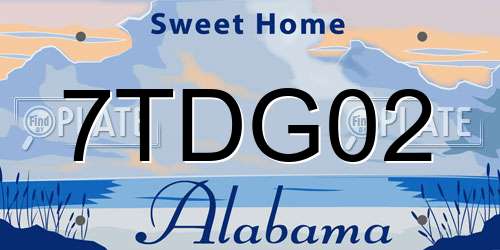 7TDG02 Alabama License Plate