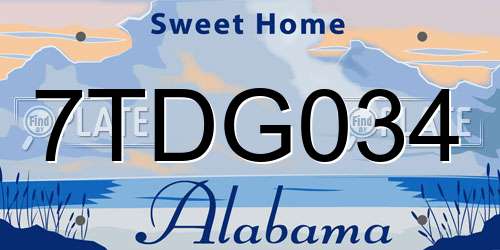 7TDG034 Alabama License Plate