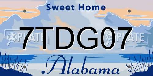 7TDG07 Alabama License Plate