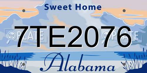 7TE2076 Alabama License Plate