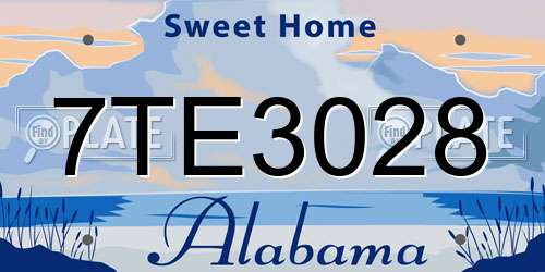 7TE3028 Alabama License Plate