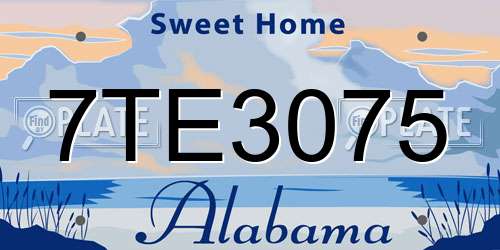 7TE3075 Alabama License Plate