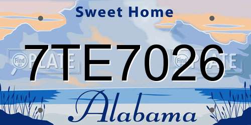 7TE7026 Alabama License Plate