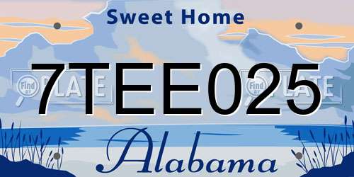 7TEE025 Alabama License Plate