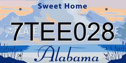7TEE028 Alabama License Plate