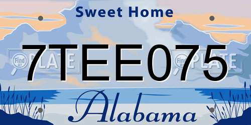 7TEE075 Alabama License Plate