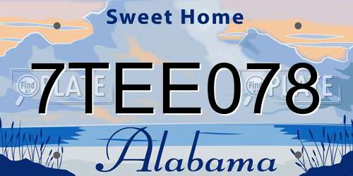 7TEE078 Alabama License Plate