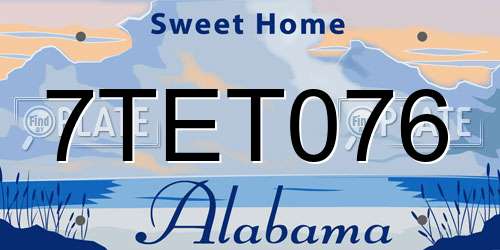 7TET076 Alabama License Plate