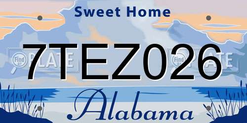7TEZ026 Alabama License Plate