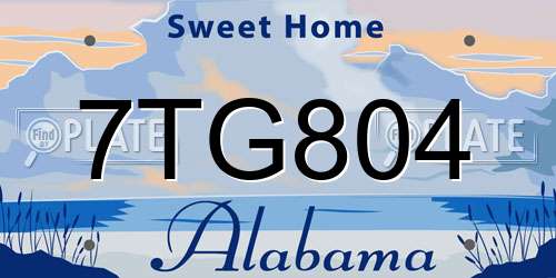 7TG804 Alabama License Plate