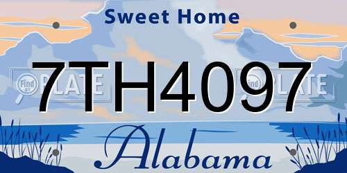 7TH4097 Alabama License Plate