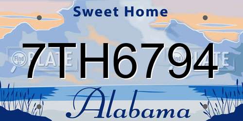 7TH6794 Alabama License Plate