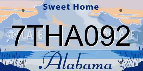 7THA092 Alabama License Plate