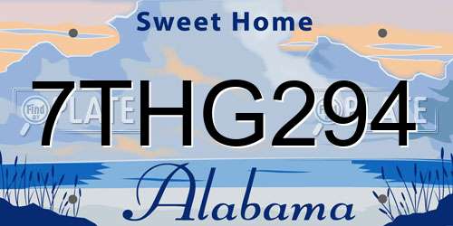 7THG294 Alabama License Plate