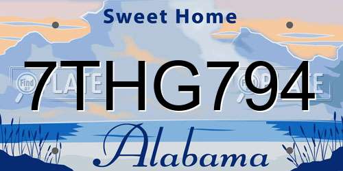 7THG794 Alabama License Plate