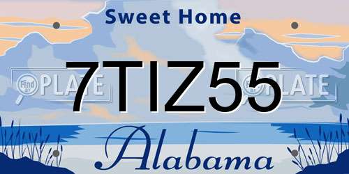 7TIZ55 Alabama License Plate