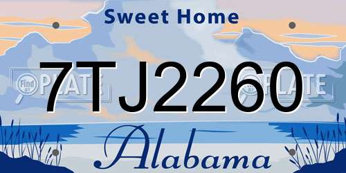 7TJ2260 Alabama License Plate