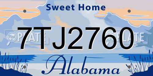 7TJ2760 Alabama License Plate