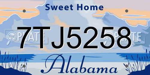 7TJ5258 Alabama License Plate