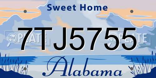 7TJ5755 Alabama License Plate