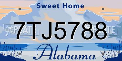 7TJ5788 Alabama License Plate