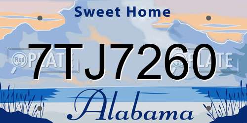 7TJ7260 Alabama License Plate