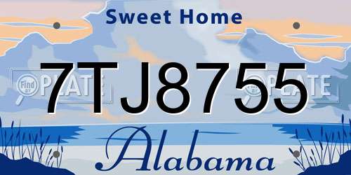 7TJ8755 Alabama License Plate