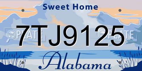 7TJ9125 Alabama License Plate
