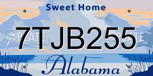 7TJB255 Alabama License Plate