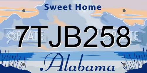 7TJB258 Alabama License Plate