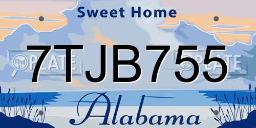 7TJB755 Alabama License Plate